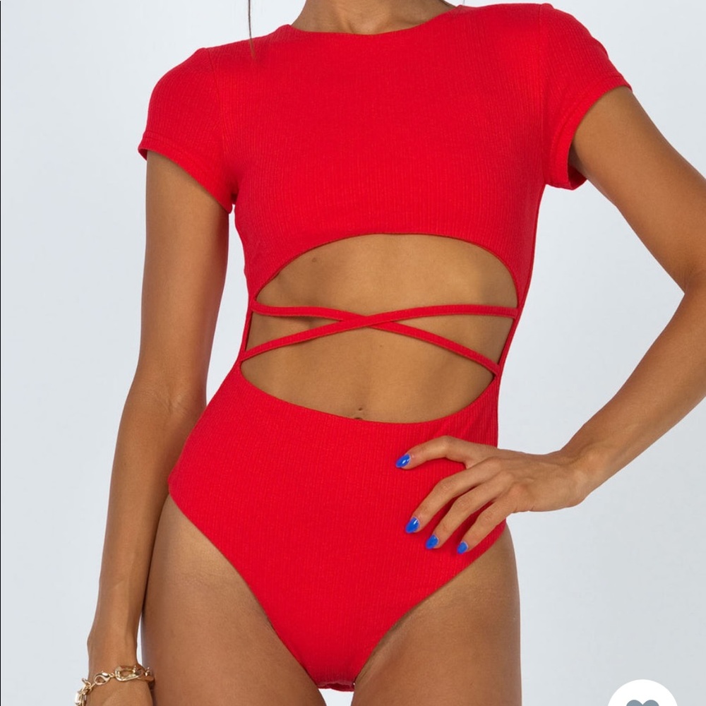 Princess Polly Red Cut-Out Bodysuit